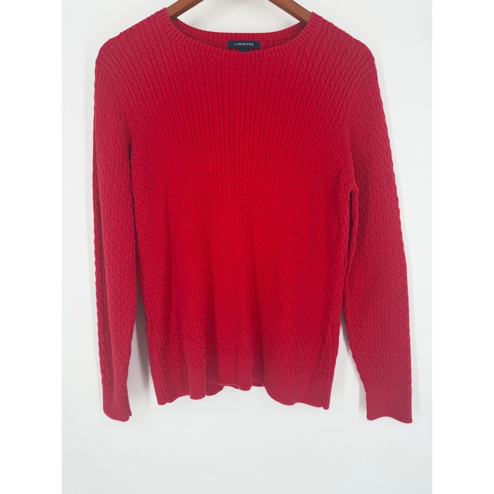 Lands End Womens Cable Knit Sweater‎ Large Preppy Ivy League Old Money Style
